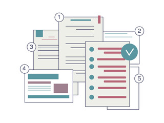 Set ov paper documents in a flat style.