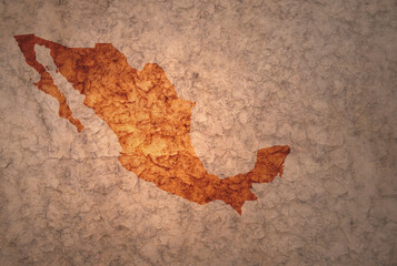 map of mexico on a old vintage crack paper background