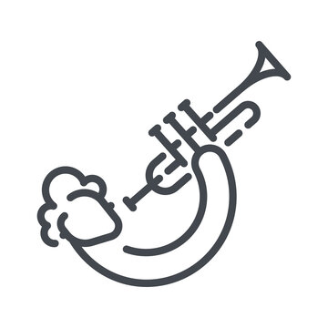 recommend clip art: Vector line icon of a musician playing trumpet