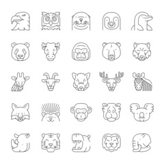 A set of line icons, animals, icons, vector illustration.
