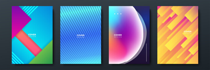 Abstract trendy gradient flowing geometric pattern background texture for poster cover design. Minimal color gradient banner template. Modern vector wave shape for brochure