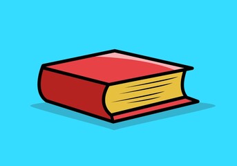 Red book flat illustration in blue background