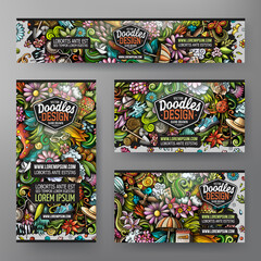 Corporate Identity vector templates set design with doodles Spring theme