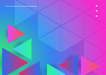 Modern colorful abstract geometric background. Minimal trendy geometric background. Presentation title slide design template with dynamic shapes composition.