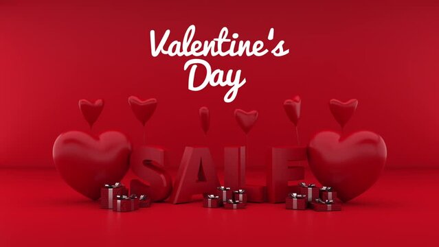 Valentine's Day Sale with Ballons and Red Heart