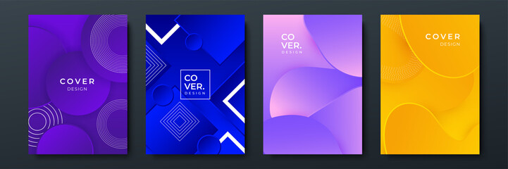 Fototapeta premium Abstract trendy gradient flowing geometric pattern background texture for poster cover design. Minimal color gradient banner template. Modern vector wave shape for brochure