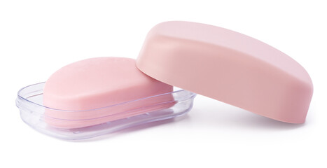 Soap and soap box isolated on a white background