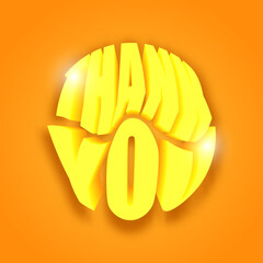 Obraz premium Volumetric inscription 3d. Thank you. Yellow text. eps 10