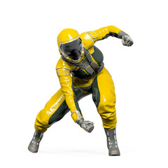 cosmonaut girl is loading power on white background