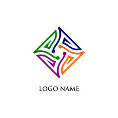 Obraz premium illustration of a rectangular logo with a combination of green, blue, orange and purple colors