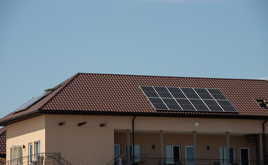 Photovoltaic panels on the roof. Renewable clean green energy