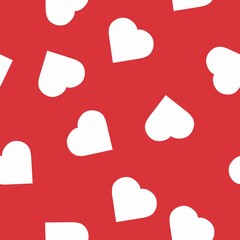 Hearts Red Pattern. Seamless pattern or background with white hearts
