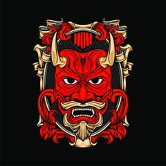 japanese oni mask illsutration