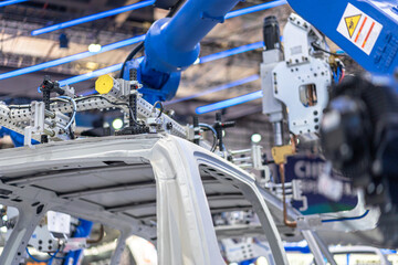 robot arm working in factory