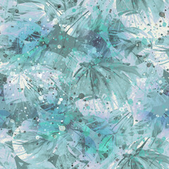 Creative seamless watercolor pattern of plants, Herbs, flowers, poppy, lily, tulip.  flowers watercolor, stylish pattern. Abstract paint splash. Watercolor background. Abstract floral.splatter paint 