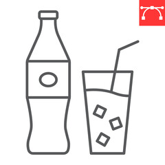 Cola bottle line icon, soda and beverage, lemonade vector icon, vector graphics, editable stroke outline sign, eps 10.