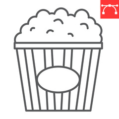 Popcorn line icon, cinema and movie, pop corn vector icon, vector graphics, editable stroke outline sign, eps 10.
