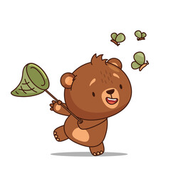 baby bear with scoop-net