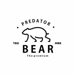 vintage retro hipster bear logo vector outline wild monoline art icon