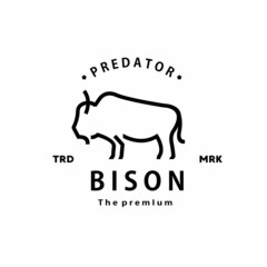vintage retro hipster bison logo vector outline bull monoline art icon © Artoniumw