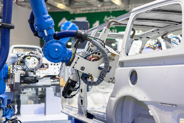 Robot arm working in car factory