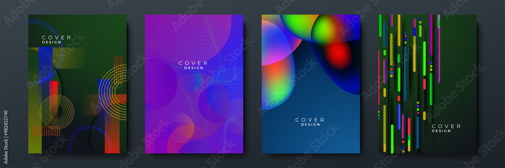 Aufkleber Abstract trendy gradient flowing geometric pattern background texture for poster cover design. Minimal color gradient banner template. Modern vector wave shape for brochure