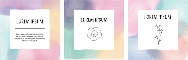 淡い水彩の正方形フレーム