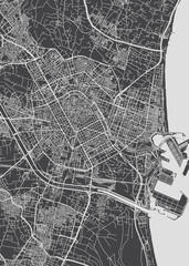 City map Valencia, monochrome detailed plan, vector illustration