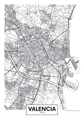 Fototapeta na wymiar City map Valencia, travel vector poster design