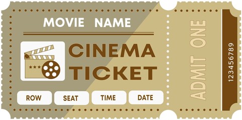 Vector cinema ticket with reflect in retro style se