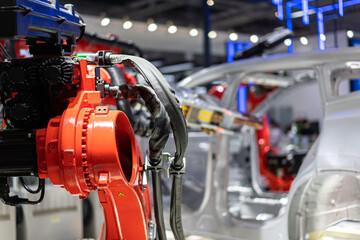 Robot arm working in car factory