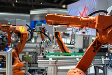 Robot arm working in car factory