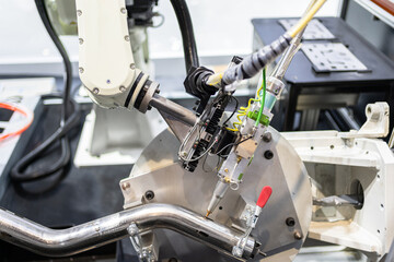 Robot arm working in car factory