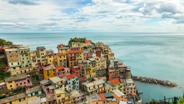 Time Lapse of the beautiful and scenic seaside village of Manarola in Italy. One of the small towns that makes up Cinque Terre.