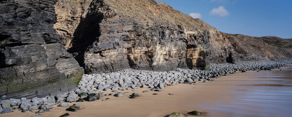 Rocks at beach. Coast.. Aljezur. Portugal. Algarve. 