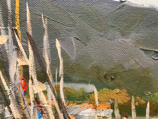 Artists oil paints multicolored closeup abstract background