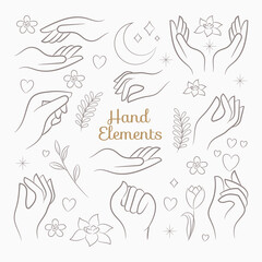 Hand drawn sketching of hand gestures illustration