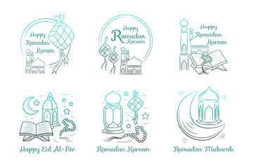Fototapeta premium Hand drawn ramadan kareem with lineal illustration