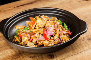Delicious Chinese food：Fried frog with chili