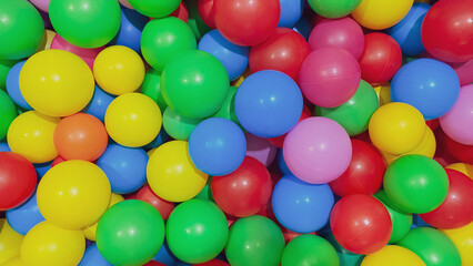 Multi-colored balls for a dry pool for children to play in the house and outdoors.