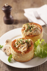 vol au vent- puff pastry with mushroom and cream