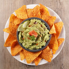 fresh guacamol and tortilla chips