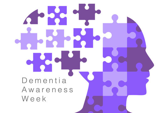 Silhouette human head from jigsaw split from the head. Illustration about Dementia Awareness week.