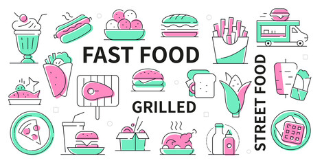 Fast food - modern flat design style web banner