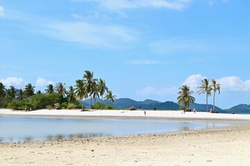 Palm Trees and Sandy Beach at Laem Haad Beach on Koh Yao Yai
