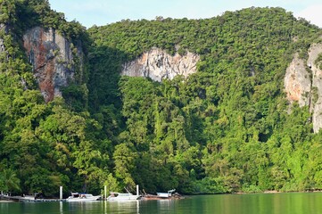 Limestone Rock and Boat Pier at Koh Yao Noi