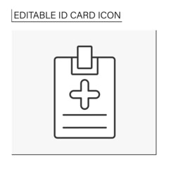  ID card line icon. Badge with health information. Hospital data. Biometric data. Identity detection concept. Isolated vector illustration.Editable stroke
