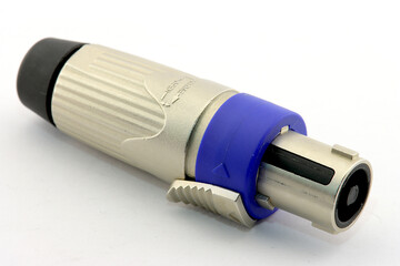 Connector for connecting low-voltage voltage close-up on a white background.