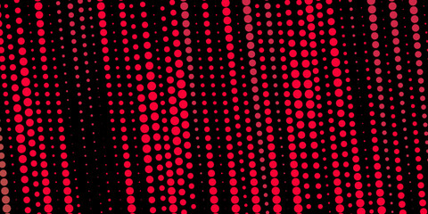 Abstract background of polka dots in red, pink colors on a black background