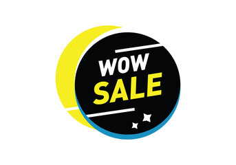 Wow sale offer tag sticker and yellow black color tag